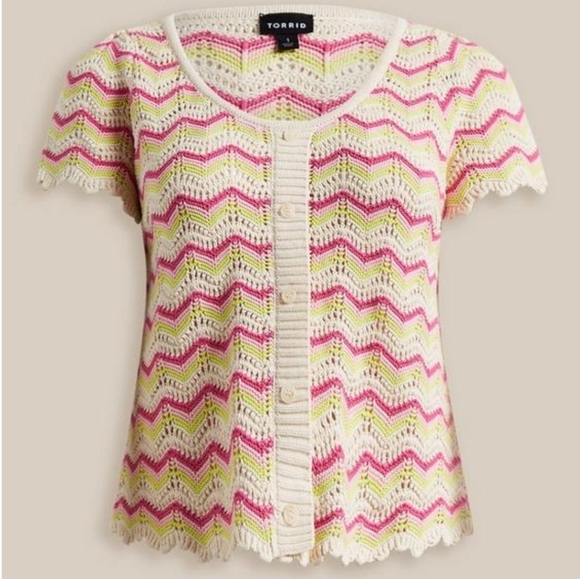 1X New! Plus Size Torrid Pointelle Pullover Flutter Sleeve Sweater retro - Picture 5 of 6